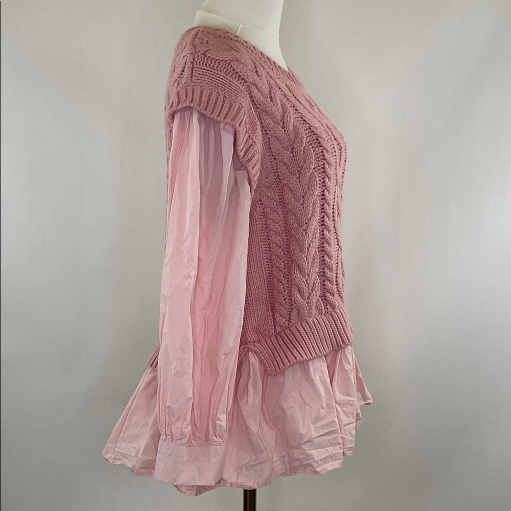 English Factory Cable Knit Sweater in Blush, L - Picture 8 of 9